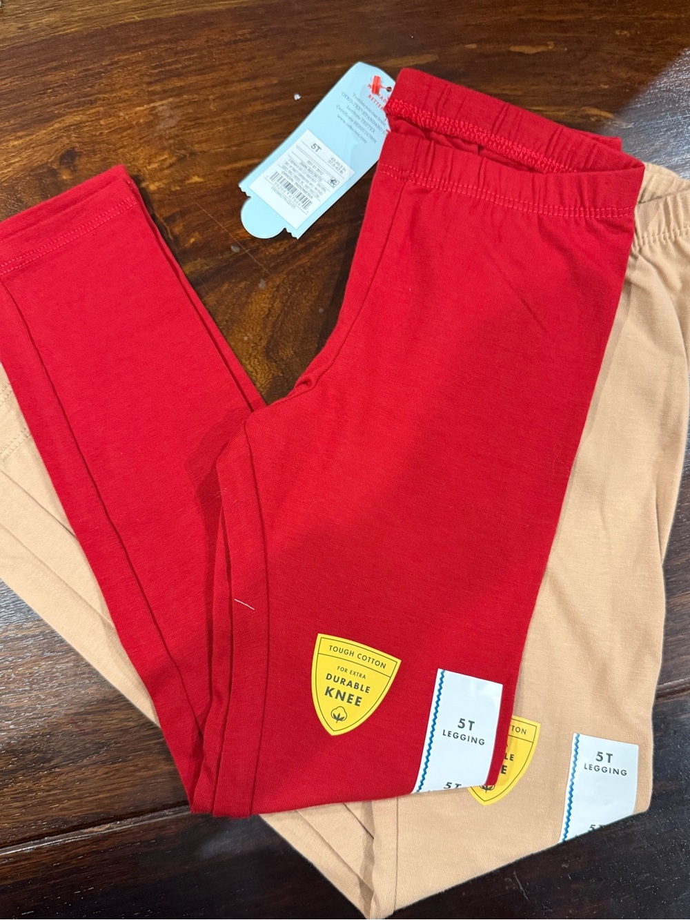 Bundle of Kids Red and tan Leggings - 5T